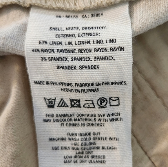 EUC ANTHROPOLOGIE LINEN BLEND BERMUDA SHORTS TAN & GOLD POLKA DOT MID RISE SZ 27 - Picture 9 of 13